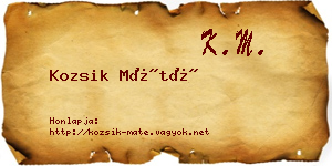 Kozsik Máté névjegykártya